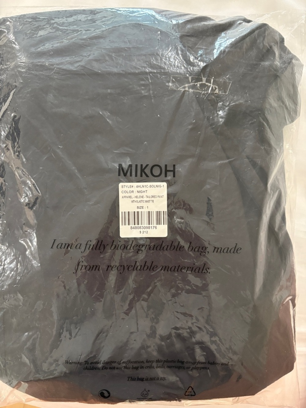 Mikoh Black Drawstring Waist Pants - Picture 4 of 7
